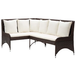 vidaXL Garden Sofa Set of 2 Brown and cream white - 1 of 2