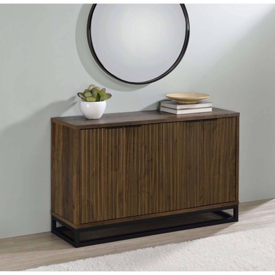 Ryatt Dark Pine and Black 4-Door Wood Accent Cabinet