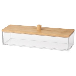 Nonslip Cosmetic Organizer with Bamboo Lid, Durable Clear Acrylic  Storage Box for Makeup, Skincare & Jewelry, Stylish Organizer for Bathroom & Vanity - 1 of 2