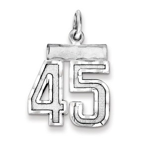 Black Bow Jewelry Sterling Silver, Varsity Collection, Small D/C Pendant, Number 45 - 1 of 4