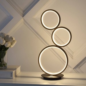 17.25" 3-Light Juno Bohemian Coastal Iron Integrated LED Table Lamp Black - JONATHAN Y: Touch Sensor, Nightstand-Compatible - 1 of 4