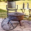Sunnydaze Outdoor Camping or Backyard Round Cosmic Stars and Moons Fire Pit with Cooking Grill Grate, Spark Screen, and Log Poker - 30" - 2 of 4