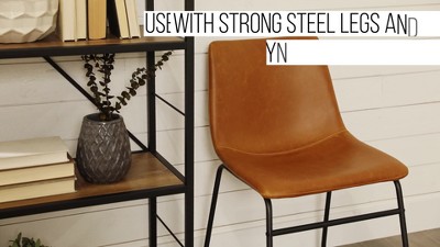 Set of 2 Black Faux Leather Upholstered Dining Chairs with Metal Legs