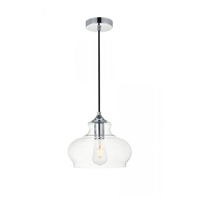 Elegant Lighting Destry 1 Light Chrome Pendant With Clear Glass