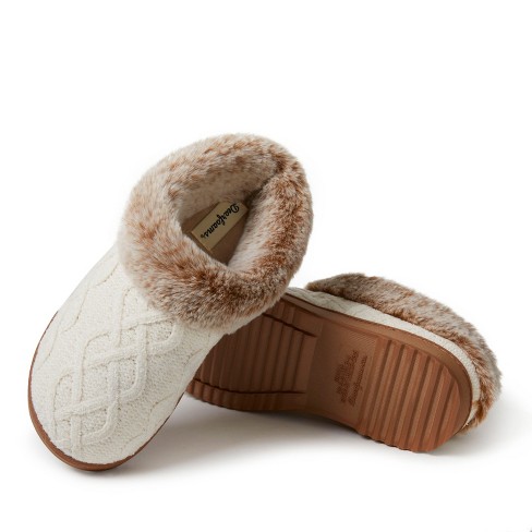 Dearfoams Women s Hannah Chenille Knit Clog Slipper Muslin Size S