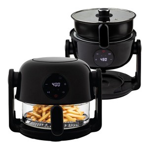 Aria Glass Air Fryer 4Qt Flip with Borosilicate Basket & Sear Pan, Digital Touch Screen, Dual Cooking, Dishwasher Safe - 1 of 4