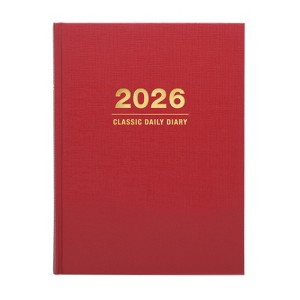 2026 Professional Hardcover Daily Diary Journal and Planner, 6.25"x8.25" (Red) - 1 of 4