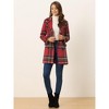 Allegra K Women's Notched Lapel Double Breasted Winter Plaids Overcoat - 3 of 4