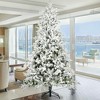 Whisen 7FT Snow Flocked Christmas Tree Artificial Hinged Pine Tree with White Realistic Tips Unlit - White - 2 of 4