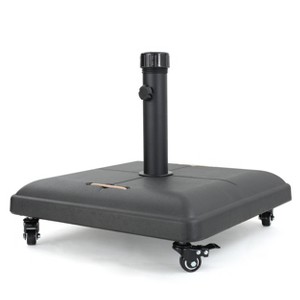 Maggift Square Umbrella Base with 4 Lockable Wheels and 2 Handles, Open Umbrella Maximum Diameter -11ft, Black, 19.6" * 19.65" * 16.3" - 1 of 4