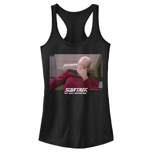 Juniors Womens Star Trek: The Next Generation Captain Picard Palm to Face Meme Racerback Tank Top - 1 of 4