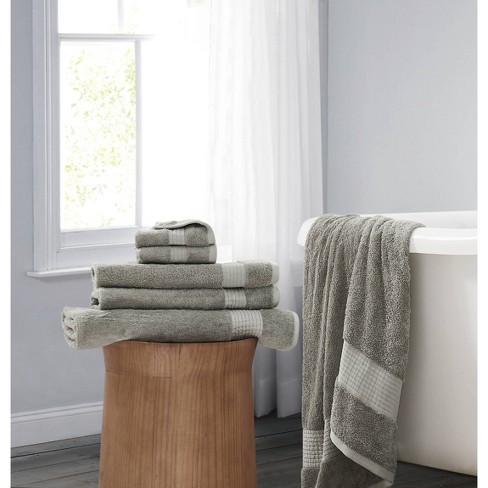 6pc Cotton Tencel Towel Set Sage Green Brooklyn Loom Luxury Dobby Weave Machine Washable Year Round Fabric Construction Target