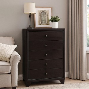 Royal Hampton Wooden Chest with 5 Spacious Drawers  , Espresso Brown - 1 of 4
