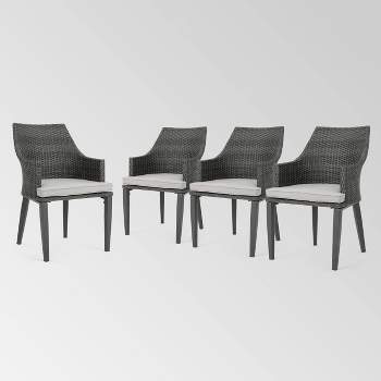 Hillhurst 4pk Wicker Dining Chairs Gray - Christopher Knight Home