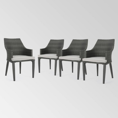 Hillhurst 4pk Wicker Dining Chairs Gray, Gray Stackable Wicker Outdoor Dining Chair