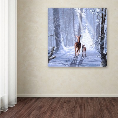 Macneil Studio Christmas Magic Deer Canvas Art in Winter Forest