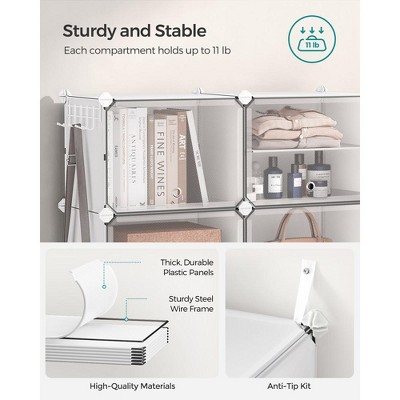 White 10-Cube Stackable Shoe Organizer with Doors and Steel Frame