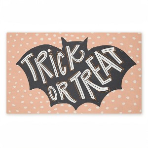 Stupell Industries Trick Or Treat Polka Dot Bat Printed Outdoor Door Mat, design by Caroline Alfreds, 18"x30" - 1 of 4
