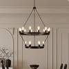 LOVMOR 18-Light Vintage Matte Black Retro Style Wagon Wheel Chandelier (Bulb not Included) - 2 of 4