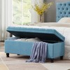 Tufted Upholstered Storage Bench with Spindle Wooden Legs, Faux Leather/Linen Entryway Bench with Hidden Storage, Bed End Ottoman - ModernLuxe - 2 of 4