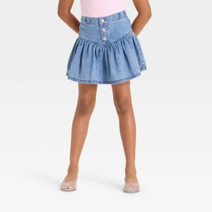 Girls' Denim Ruffle Flare Skirt - Cat & Jack™ - 1 of 3