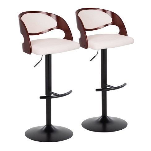 Set Of 2 Pino Adjustable Barstools Black cherry white Lumisource