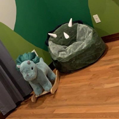 Your Zone Kids Soft Plush Dinosaur Bean Bag Chair, Grey