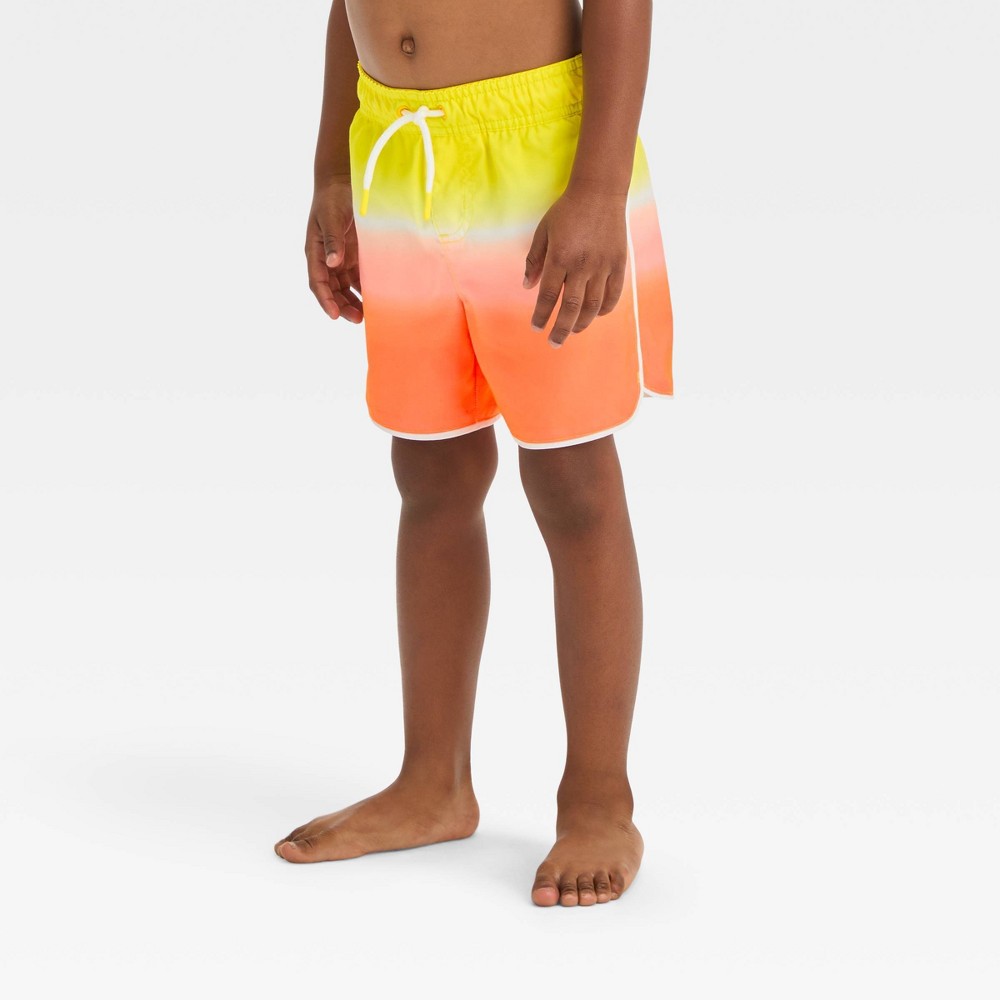 Photos - Swimwear Toddler Boys' Dolphin Hem Ombre Design Swim Shorts - Cat & Jack™ Yellow 4T