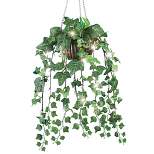 Collections Etc Artificial Ivy Hanging Plant with LED Lights 8 X 8 X 27.5 Green