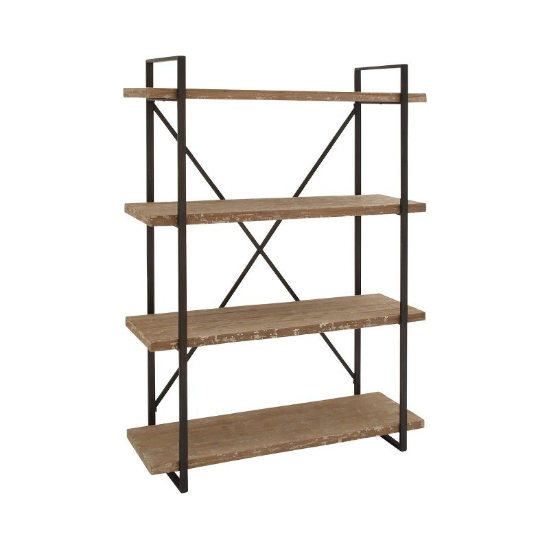 67&#34; Tall Industrial Metal and Wood Bookshelf Brown - Olivia &#38; May, 4 of 18