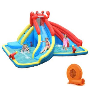 Infans Inflatable Water Slide Crab Dual Slide Bounce House Splash Pool with 750W Blower - 1 of 4