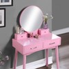 Gulches Contemporary Wood Vanity and Stool Set, Pink - 4 of 4