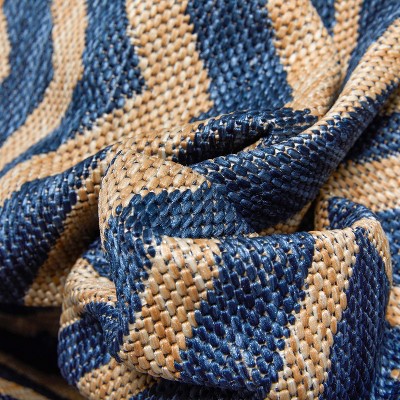 Reversible Blue Stripe Synthetic 8' x 10' Easy-Care Area Rug