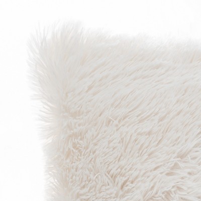White Faux Fur and Suede 17-Inch Square Pillow Set