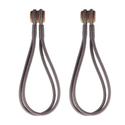 Evideco French Home Goods Magnetic Curtain Tiebacks – Double Braided Cord with Wooden Tips