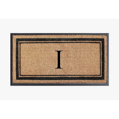 A1HC Natural Rubber Coir Outdoor Doormat 24x48 Monogrammed Anti-Shed Treated Durable Front Door Mat