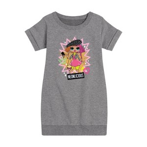 Girls' - LOL Surprise! - Neonlicious Graphic Short Sleeve Fleece Dress - 1 of 4