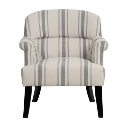 Upholstered Roll Arm Accent Chair Cambridge Black Stripe - HomeFare