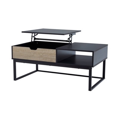 Bryson 42" Two-Tone Wood & Metal Lift-Top Coffee Table with Storage