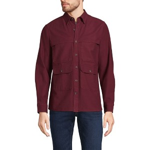 Lands' End Men's Long Sleeve Textured Twill Utility Shirt - 1 of 3