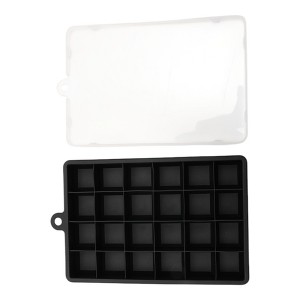 Unique Bargains Ice Mould 24-Cavity Square Ice Tray with Lid Hand Wash Only Silicone 7.28"x4.53"x1.18" 1 Pc - 1 of 3