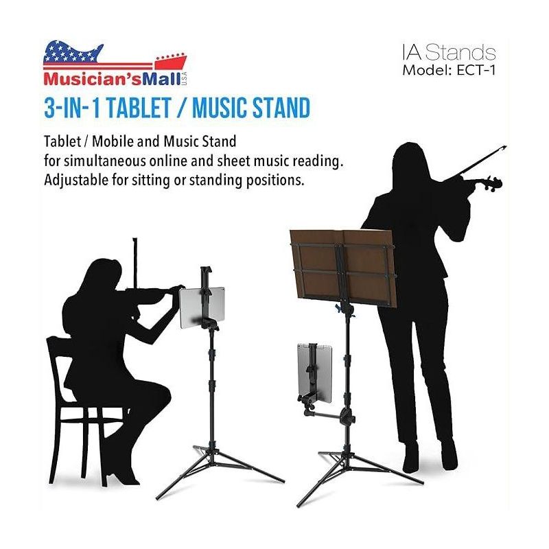 IA Stands Folding Music Sheet Stand with Interchangeable Tablet Holder, 4 of 7