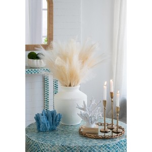 ORRD Large 14” Terracotta Vase Natural White, Round Ceramic Floor Vase for Living Room, Coastal Farmhouse Decor Centerpiece - 1 of 4