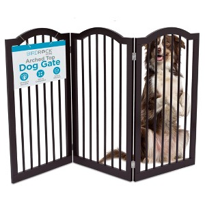 INTERNET'S BEST Arched Top Dog Gate | 3 Panel, 36" H Wooden Pet Barrier for Dogs or Cats | Folding Room Divider | Espresso (3 panel - 36", Espresso) - 1 of 4