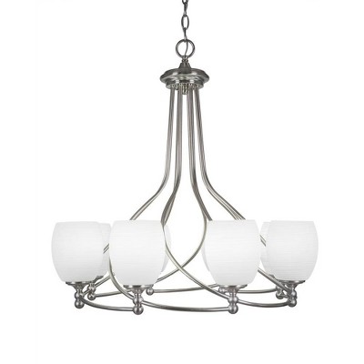 Toltec Lighting Capri 8 - Light Chandelier in  Brushed Nickel with 5" White Linen  Shade