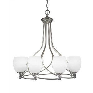 Toltec Lighting Capri 8 - Light Chandelier in  Brushed Nickel with 5" White Linen  Shade - 1 of 1
