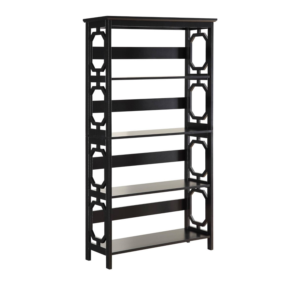 Photos - Garden & Outdoor Decoration 60" Omega 5 Tier Bookcase Black - Breighton Home: Mid-Century Modern, MDF, Metal Hardware