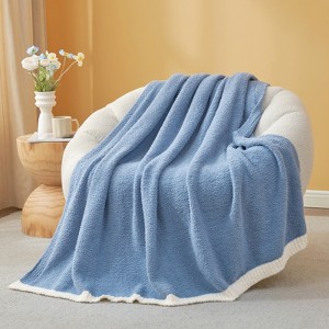 Snuggle Sac Soft Knit Throw Fuzzy Cozy Reversible Microfiber Blanket - 1 of 4
