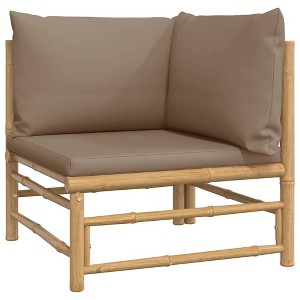 vidaXL Garden Corner Sofa Taupe Bamboo with taupe polyester cushions - 1 of 4