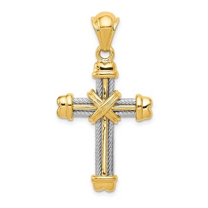 Black Bow Jewelry 14k Two Tone Gold Rope Cross Pendant - 1 of 4